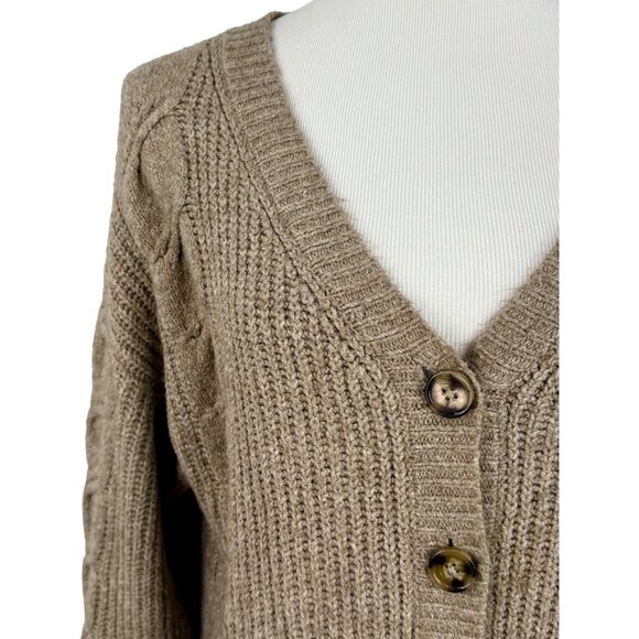 Vintage Y2K Cupcakes & Cashmere Beige Chunky Knit Grandpa Cardigan Cottagecore M - Picture 3 of 13